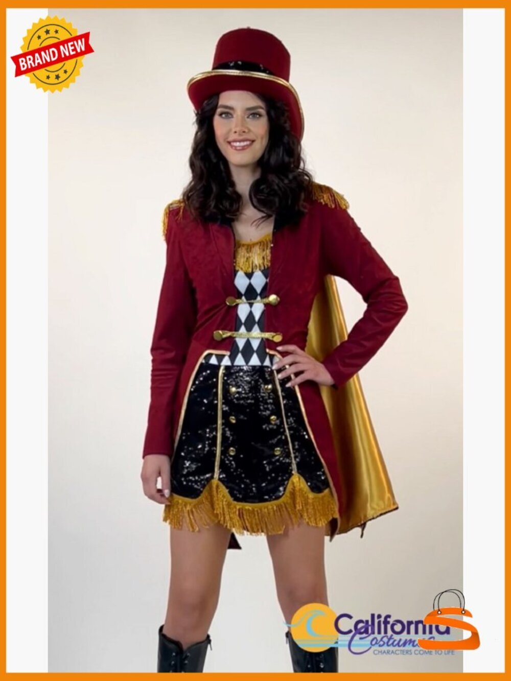 Dazzling Ringmaster Costume with Cape & Top Hat for Women - Picture 6 of 6